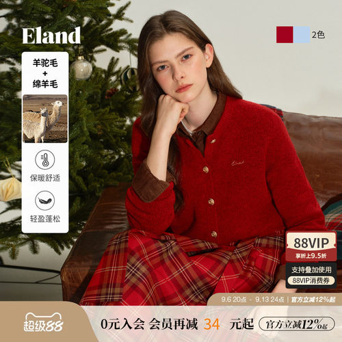 ELAND毛针织衫圆领开衫