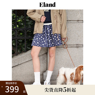 新款 蓬蓬裙 Eland衣恋半身裙女甜美定制印花收腰短裙2025春季