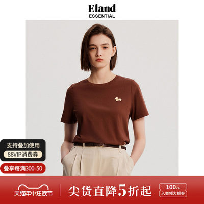 eland衣恋休闲时尚柯基刺绣短袖