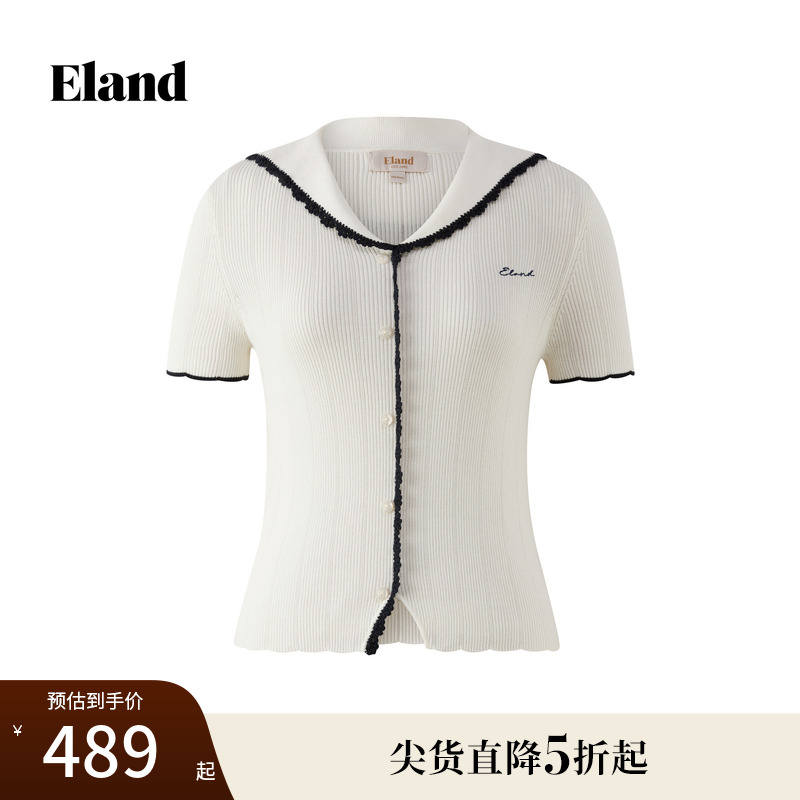 ELAND毛衣短袖針織T恤純棉