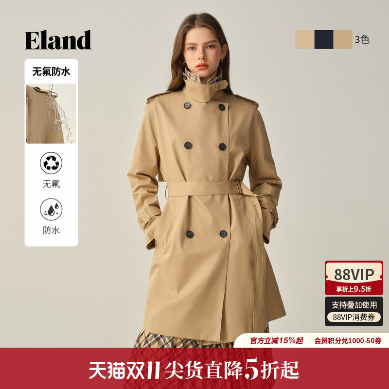 ELAND风衣双排扣纯棉休闲外套