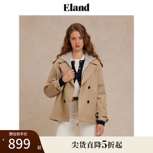 【无氟防水】Eland衣恋风衣外套女纯棉舒适上衣外套2025夏季新款