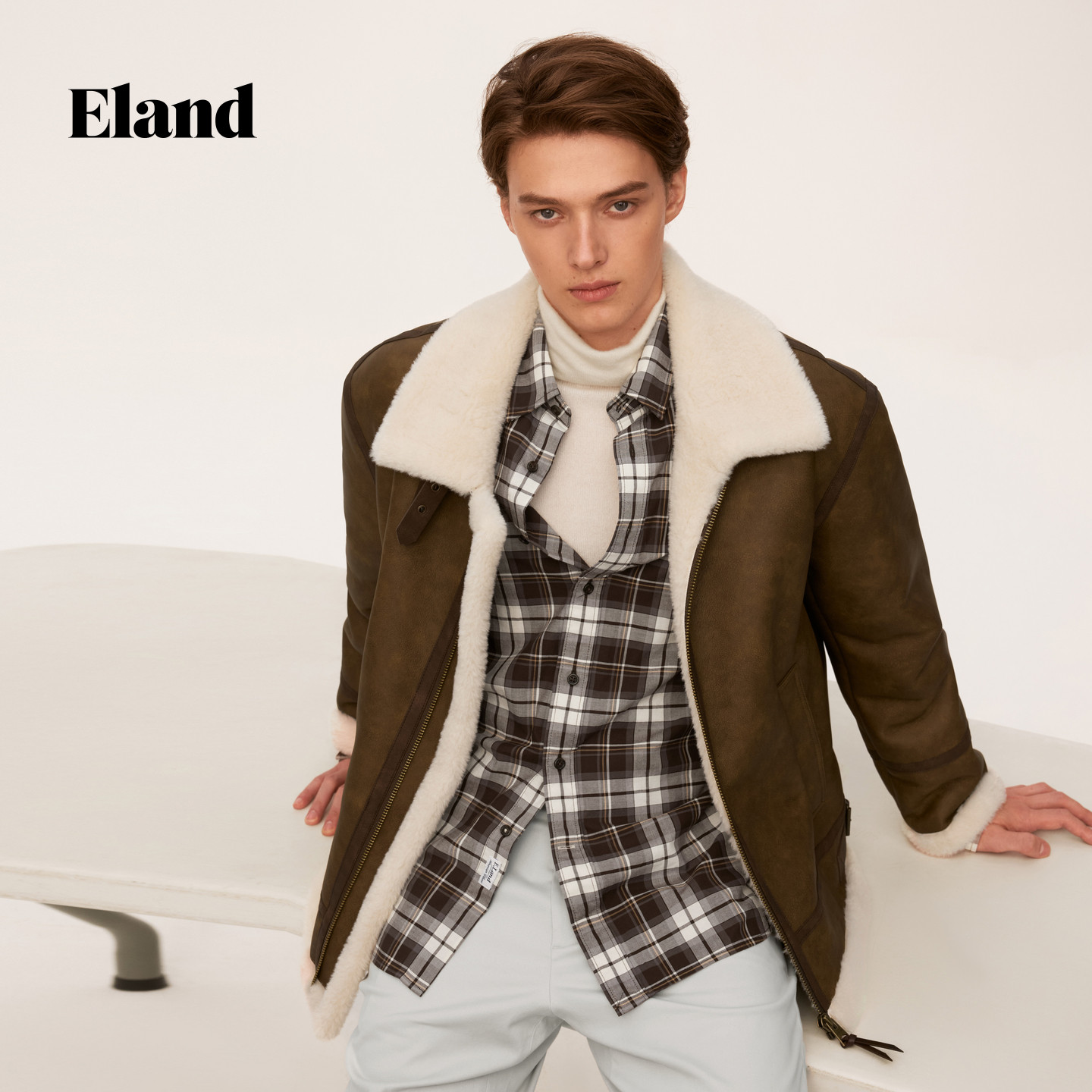 Eland防麂皮保暖短款皮草外套