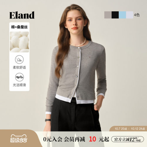 ELAND毛针织衫单排扣假两件