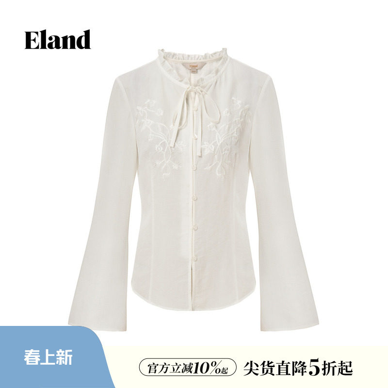 Eland衣恋衬衫女气质甜美收腰显瘦长袖舒适上衣2026春夏新款
