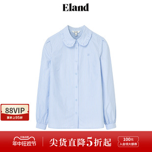 上衣2024夏季 Eland衣恋衬衫 甜美学院风衬衣时尚 女基础款 新品