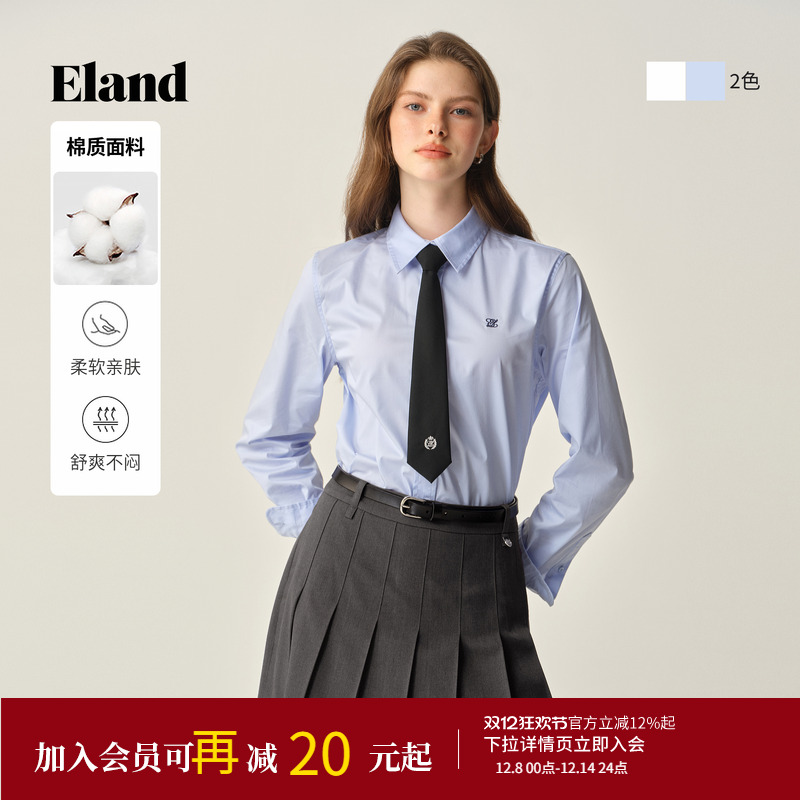 ELAND衬衫长袖带领带棉感