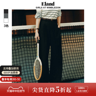 通勤显瘦阔腿格雷系长裤 子女简约风基础款 Eland衣恋休闲裤