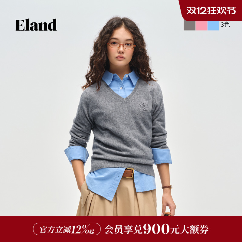 ELAND合身长袖套头针织衫