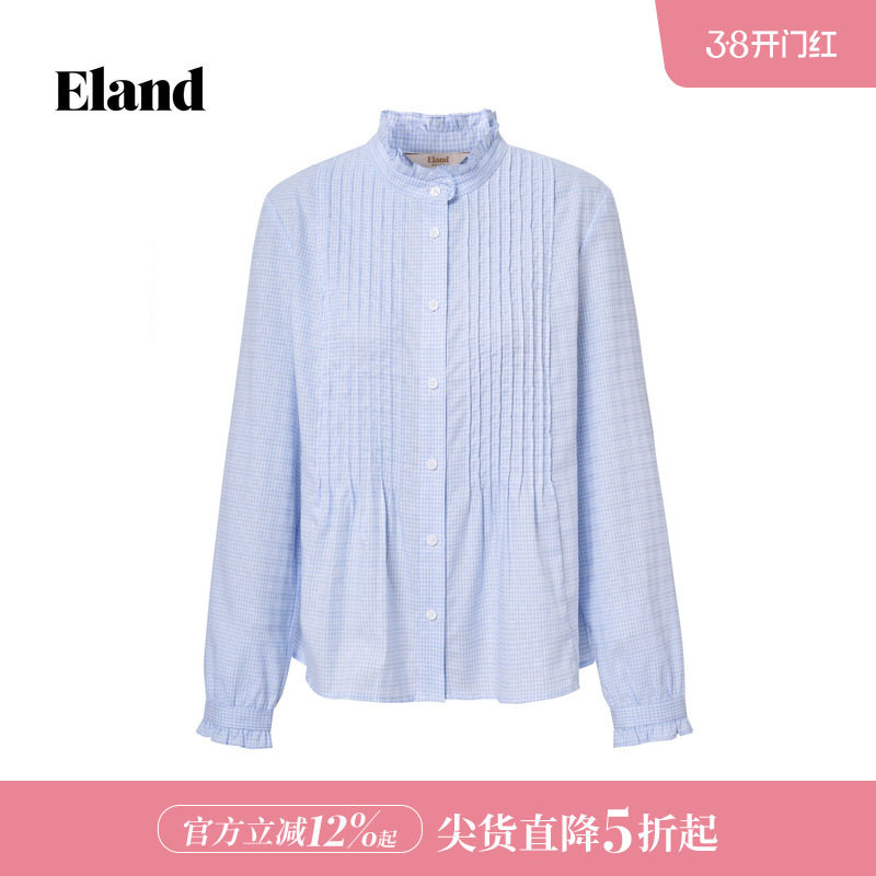 Eland衣恋衬衫女气质甜美合身长袖舒适通勤上衣2026春夏新款