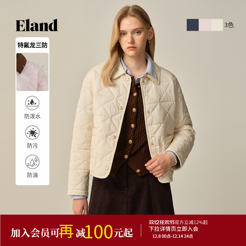 ELAND棉服翻领短外套撞色