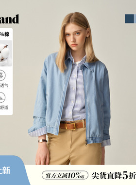 【100%棉】Eland衣恋短外套拉链牛仔外套2025冬季新款