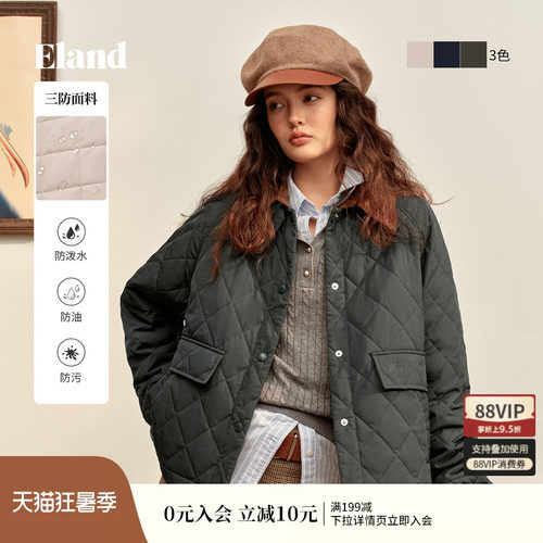 ELAND棉服女菱格长袖外套