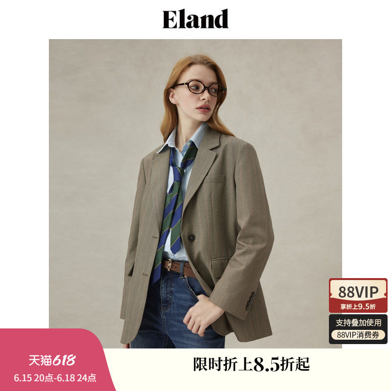 Eland衣恋西装女领口粘衬单排扣直筒显瘦通勤西服外套25春季新款