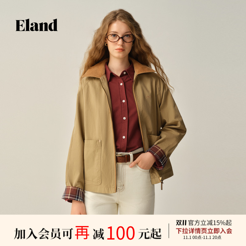 【莱赛尔】Eland衣恋短外套女复古宽松大方口袋夹克2025秋季新款