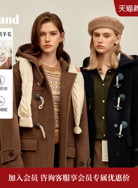 【经典长期主义】Eland衣恋毛呢外套女牛角扣羊毛大衣2025冬新款