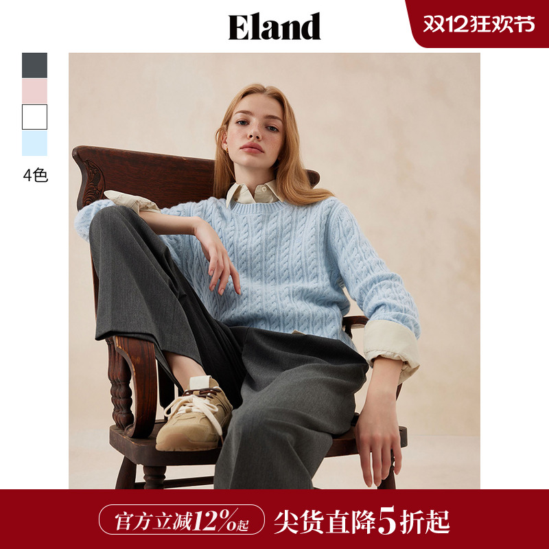 ELAND绵羊毛+山羊绒棉花糖毛衣