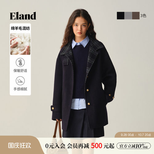 ELAND毛呢外套立领宽松大衣