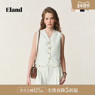 【亚麻】Eland衣恋马夹女后背三角针无袖上衣内搭25夏季新款淡人