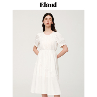 Eland衣恋淑女连衣裙新品 褶皱设计长款 柒柒Moon直播间 女