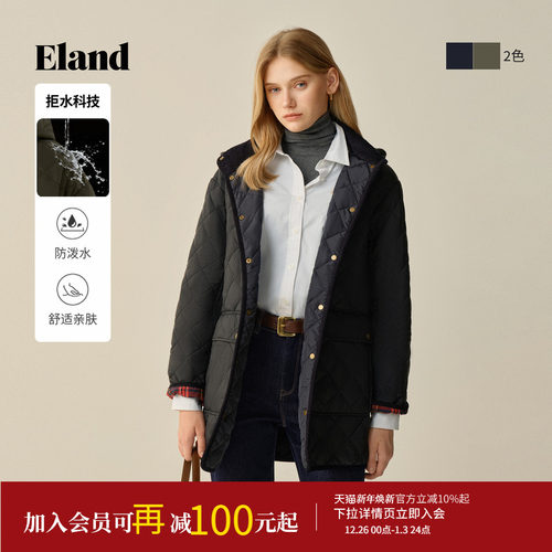 ELAND棉服微宽松连帽外套