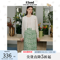 Eland衣恋半身裙雪纺花朵碎花裙中长款甜美风百褶裙夏新款