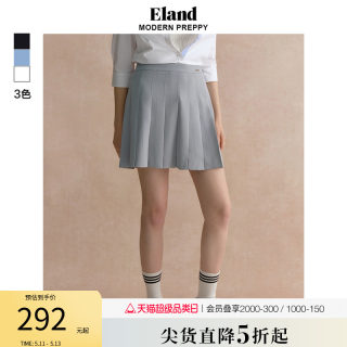 Eland衣恋半身裙百褶裙A字裙高腰超短裙学院风裙裤夏季新款