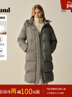 【鹅绒】Eland衣恋羽绒服女中长连帽极寒浴袍式鹅绒外套2025冬新