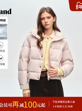 【羽绒&防水】Eland衣恋鸭绒服女时尚单排扣立领外套2026春季新款