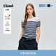舒适针织T恤2026春夏新款 Eland衣恋毛衣女休闲圆领短袖 绒感棉