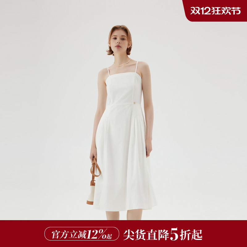 ELAND高贵浪漫吊带连衣裙A字裙