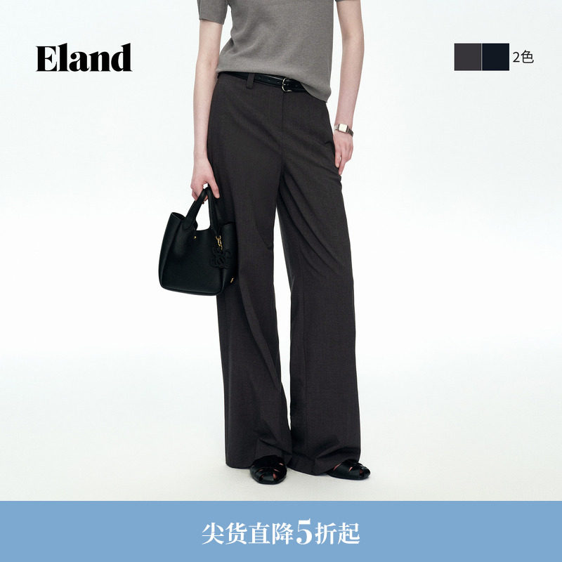 Eland衣恋休闲裤女通勤显瘦直筒裤收腰西装裤2026春夏新款