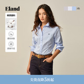 新款 上衣2025冬季 女棉质撞色翻领单排扣长袖 Eland衣恋衬衫