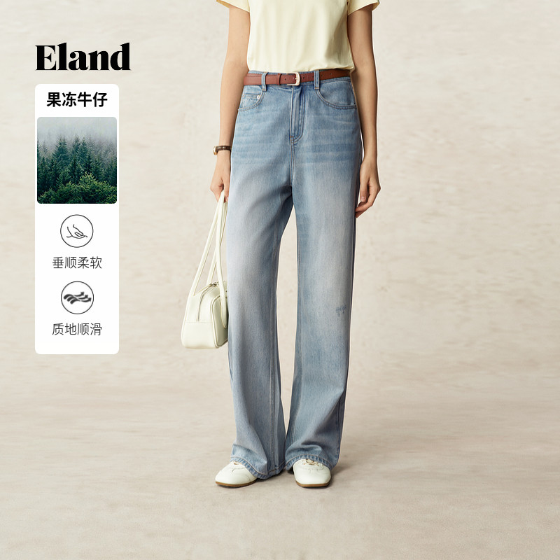 【果冻牛仔】Eland衣恋牛仔裤女后侧口袋设计简约阔腿直筒裤夏季