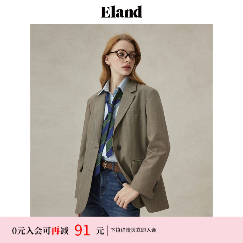 Eland衣恋西装女领口粘衬单排扣直筒显瘦通勤西服外套25春季新款