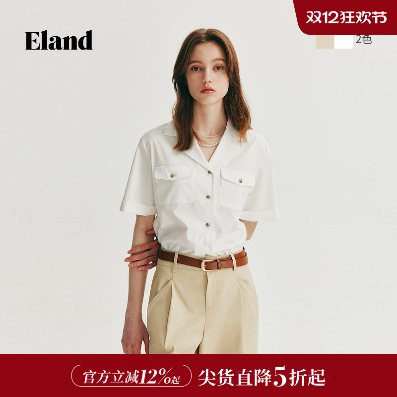 ELAND宽松翻领短袖衬衫