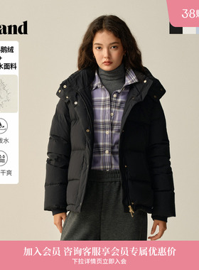 【防泼水&鹅绒】Eland衣恋泡芙羽绒服女时尚长袖外套2025冬季新款