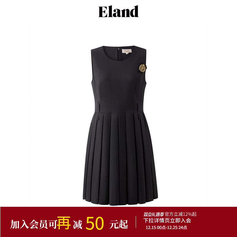 ELAND学院百褶无袖连衣裙