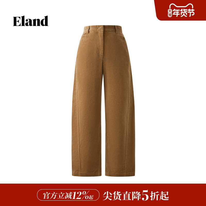 【99%棉】Eland衣恋休闲裤女美拉德宽松阔腿裤2025冬季新