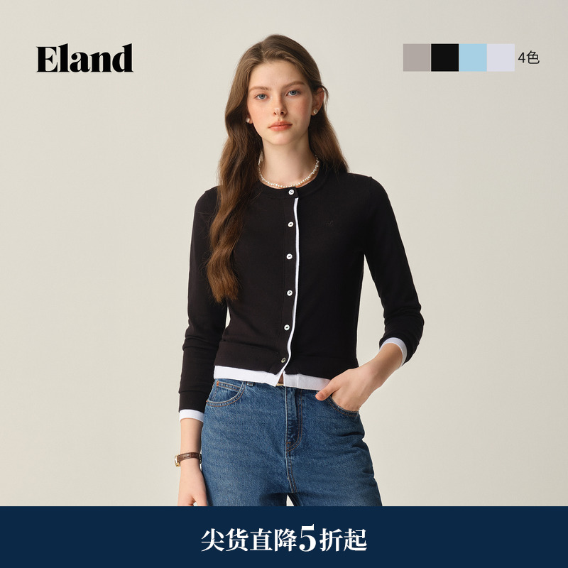 ELAND毛针织衫单排扣假两件