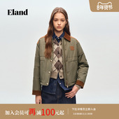新款 Eland衣恋棉衣女翻领长袖 大口袋通勤棉服外套2026春季