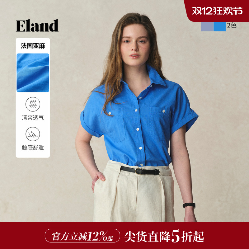 ELAND衬衫复古格纹短袖