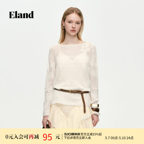 ELAND镂空针织衫罩衫长袖