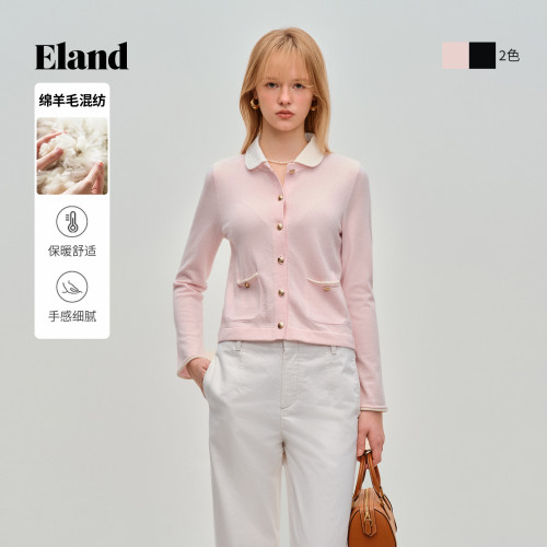 ELAND可拆卸翻领设计开衫女