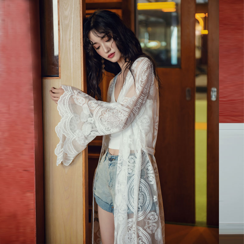 大码薄款外套夏季蕾丝开衫女装