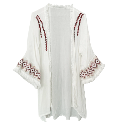 诺比昂复古刺绣棉麻外套海边度假