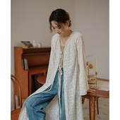 诺比昂新中式 防晒衣薄外套外搭开衫 夏季 度假海边沙滩刺绣系带长款