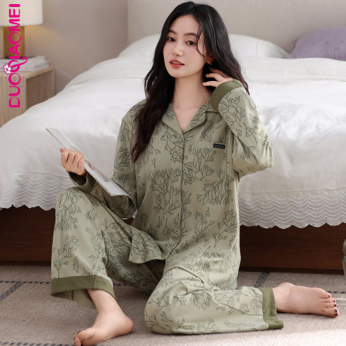睡衣女士春秋款纯棉长袖秋季全棉