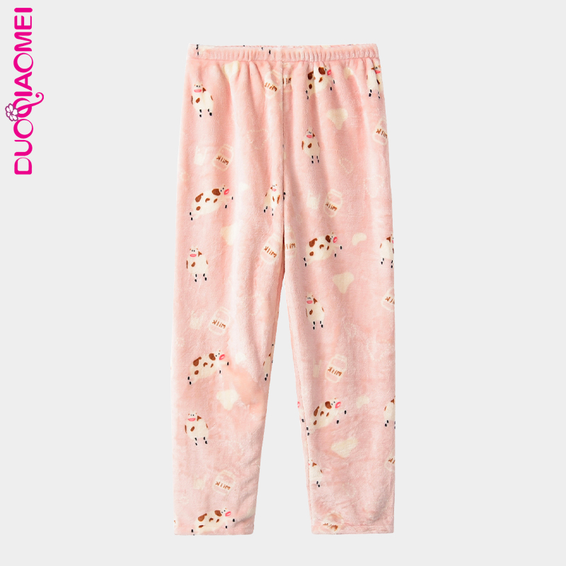 女珊瑚绒保暖加厚卡通法兰绒睡裤