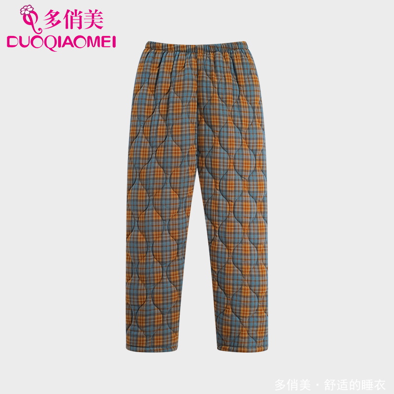 三层夹棉睡裤冬纯棉夹棉加厚单条